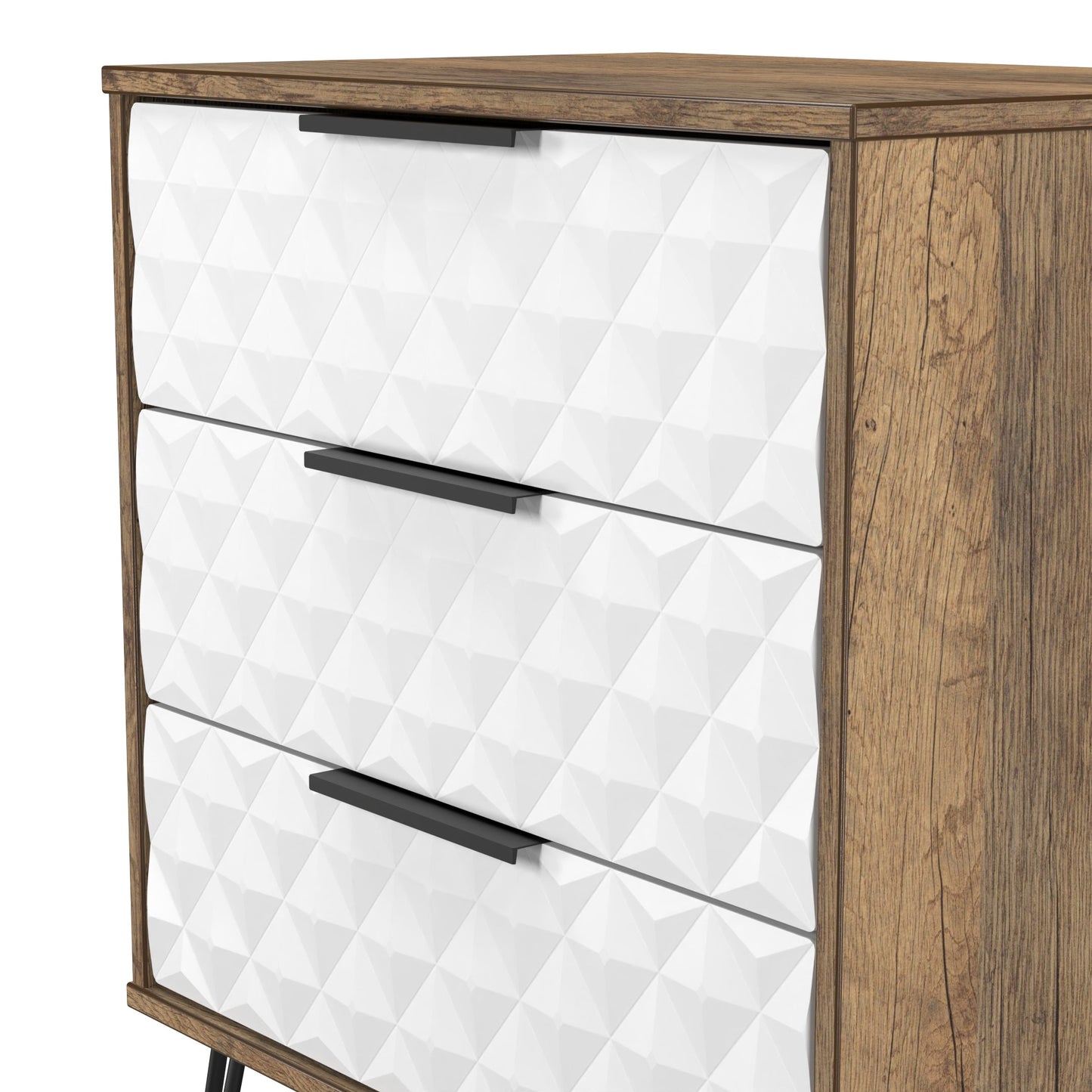 Harlequin Chest of Drawers White & Oak 3 Drawers 76cm