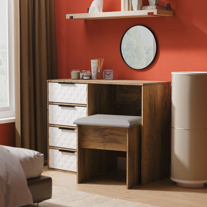 Harlequin Desk White & Oak 4 Drawers 97cm