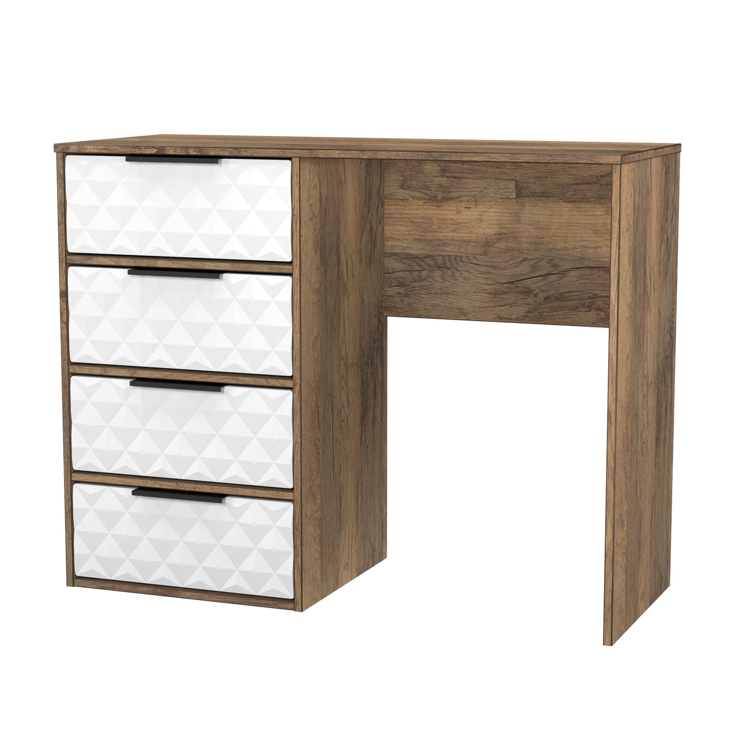 Harlequin Desk White & Oak 4 Drawers 97cm