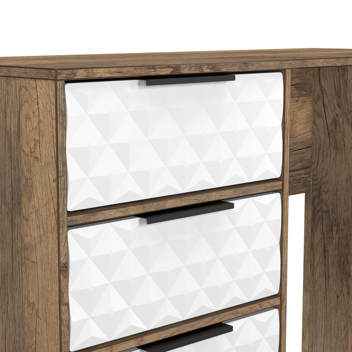 Harlequin Desk White & Oak 4 Drawers 97cm
