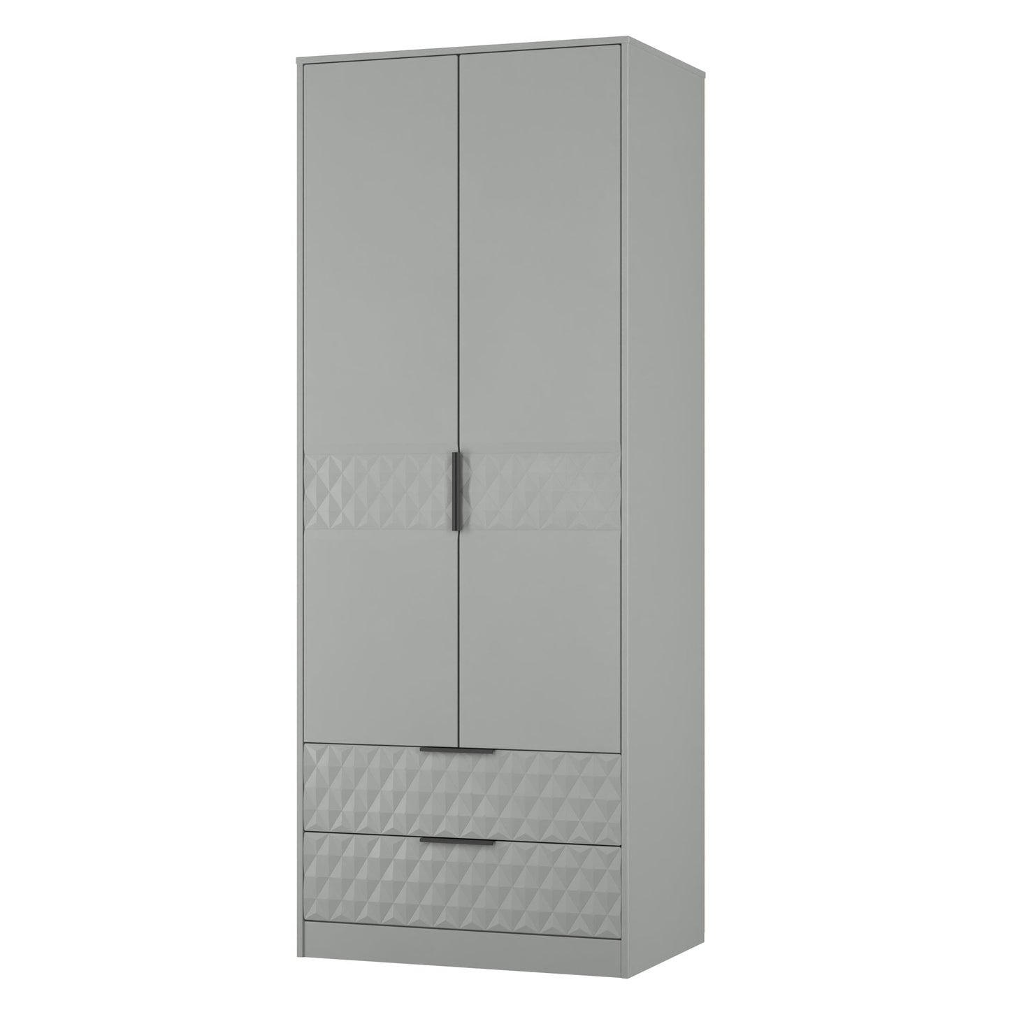 Harlequin Tall Wardrobe Grey 2 Drawers 197cm