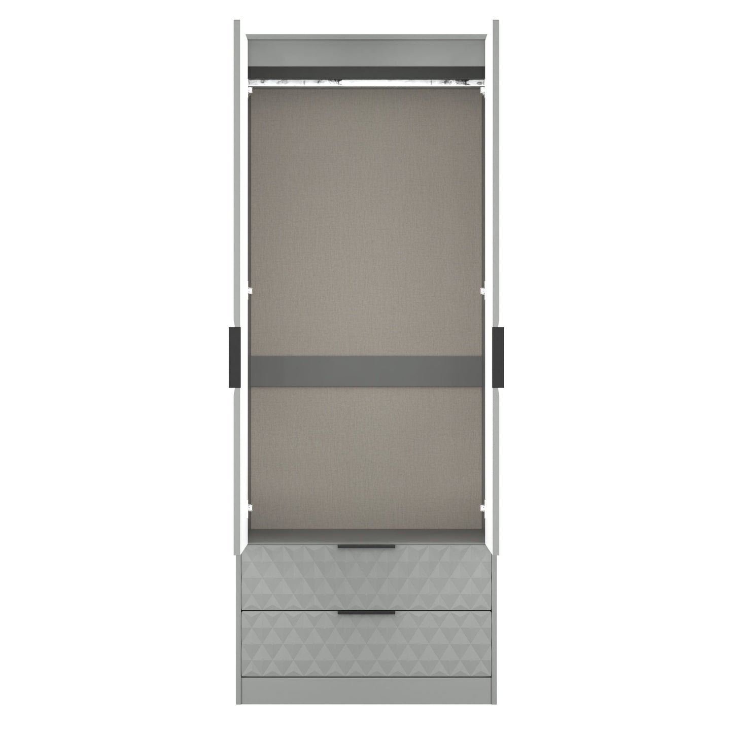 Harlequin Tall Wardrobe Grey 2 Drawers 197cm
