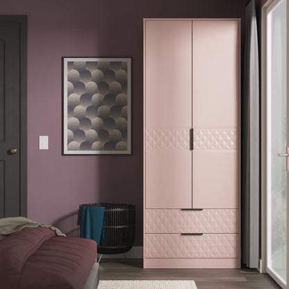 Harlequin Tall Wardrobe Pink 2 Drawers 197cm