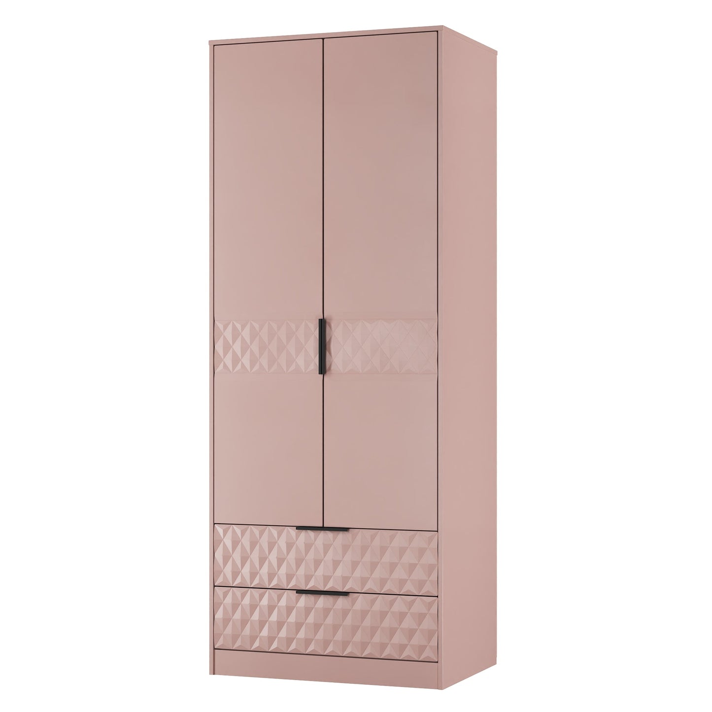 Harlequin Tall Wardrobe Pink 2 Drawers 197cm