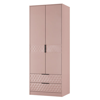 Harlequin Tall Wardrobe Pink 2 Drawers 197cm