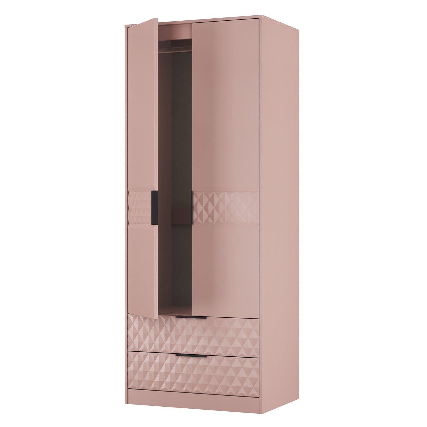 Harlequin Tall Wardrobe Pink 2 Drawers 197cm