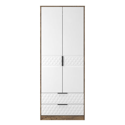 Harlequin Tall Wardrobe White & Oak 2 Drawers 197cm