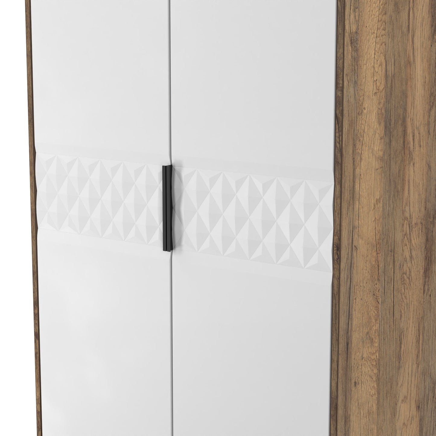 Harlequin Tall Wardrobe White & Oak 2 Drawers 197cm