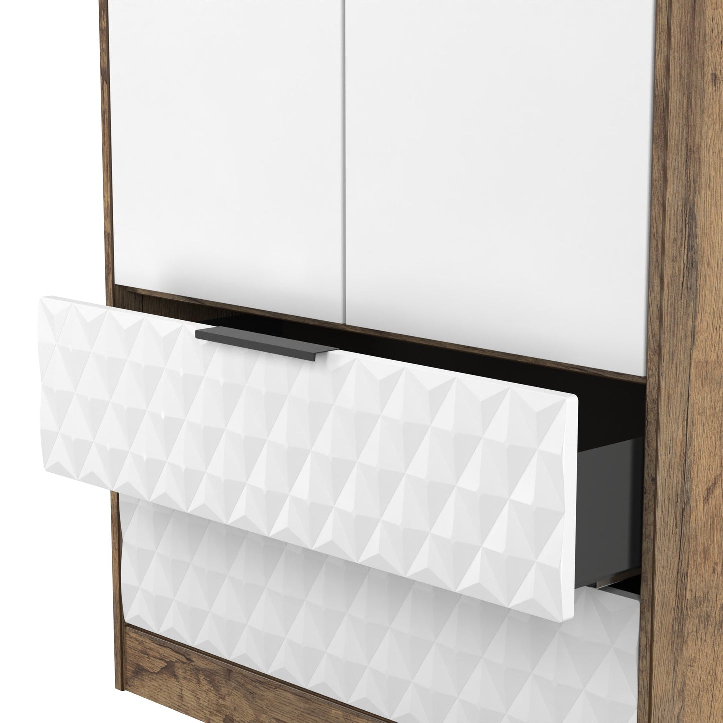 Harlequin Tall Wardrobe White & Oak 2 Drawers 197cm