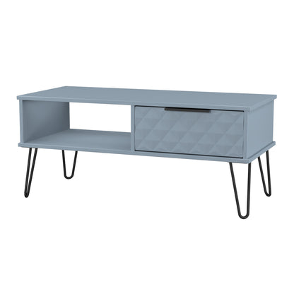 Harlequin Coffee Table Light Blue 1 Shelf 1 Drawer 92cm