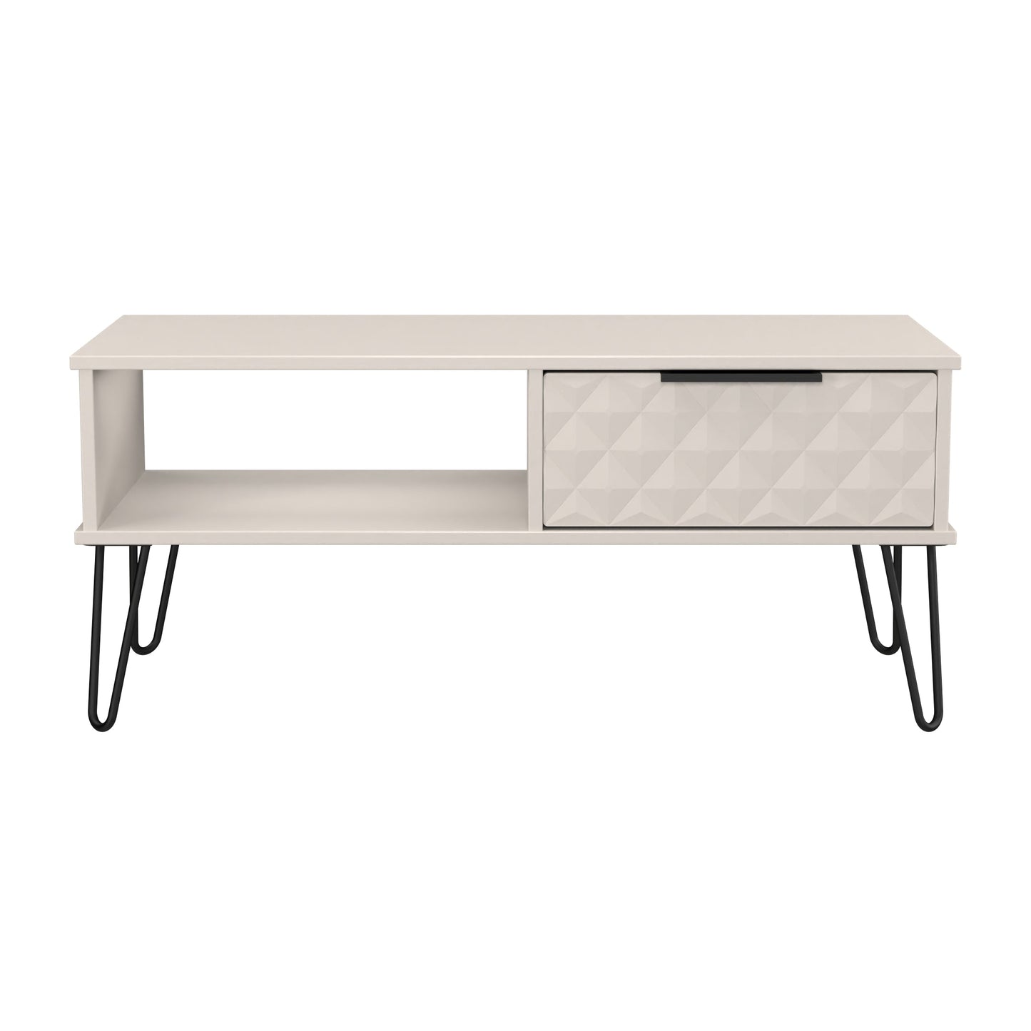 Harlequin Coffee Table Off-White 1 Shelf 1 Drawer 92cm