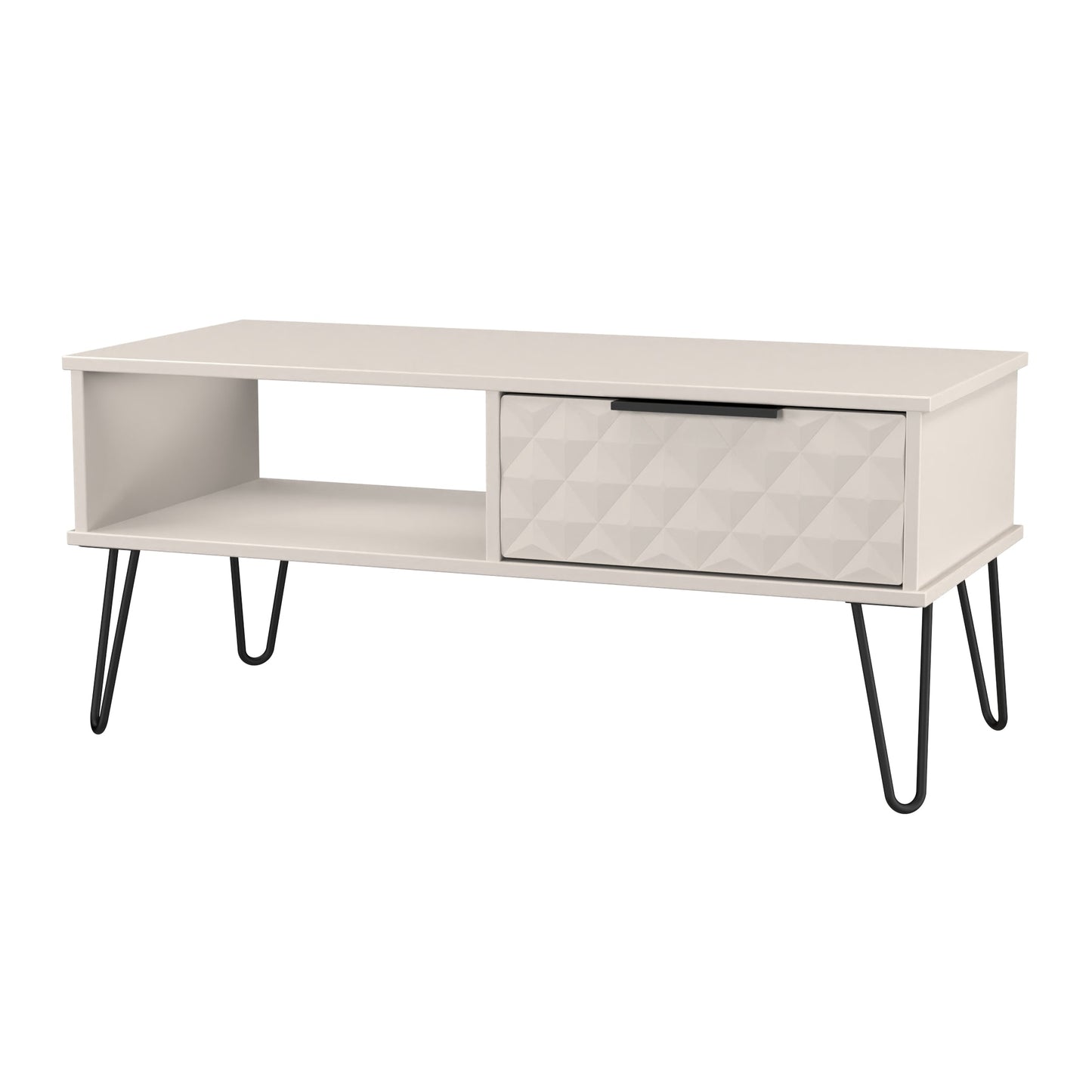 Harlequin Coffee Table Off-White 1 Shelf 1 Drawer 92cm