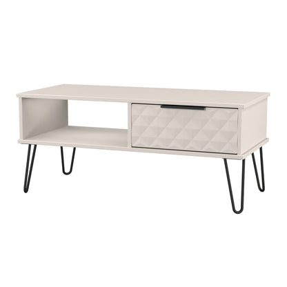 Harlequin Coffee Table Off-White 1 Shelf 1 Drawer 92cm