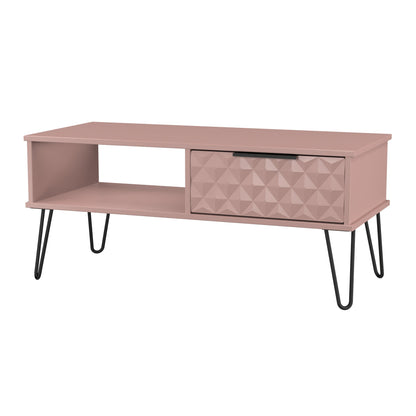 Harlequin Coffee Table Pink 1 Shelf 1 Drawer 92cm