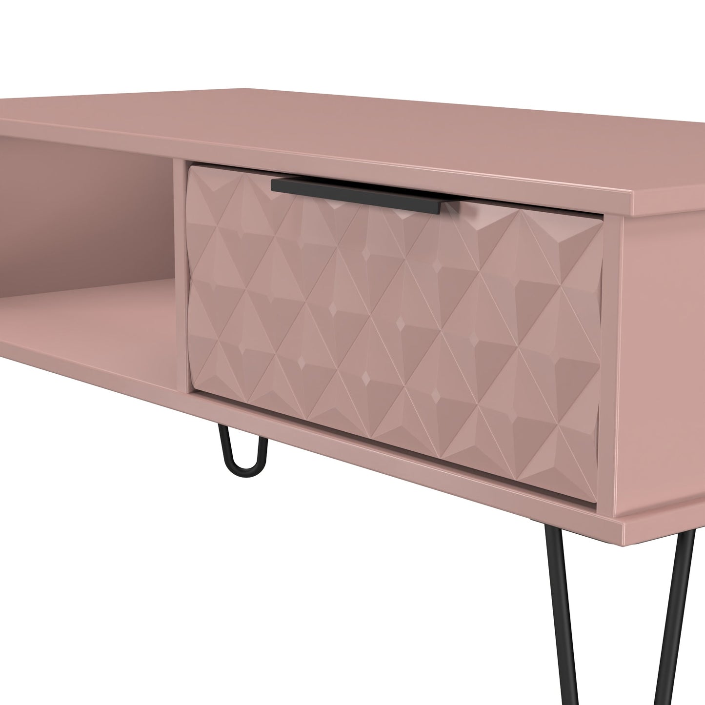 Harlequin Coffee Table Pink 1 Shelf 1 Drawer 92cm