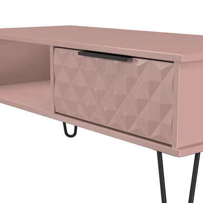 Harlequin Coffee Table Pink 1 Shelf 1 Drawer 92cm