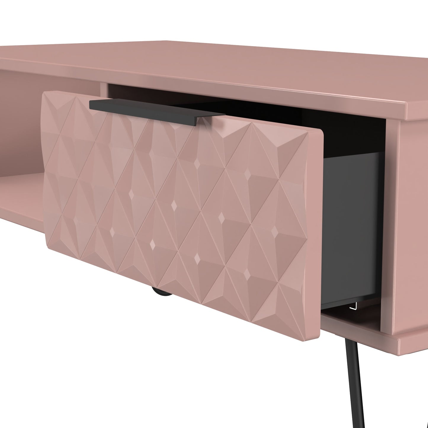Harlequin Coffee Table Pink 1 Shelf 1 Drawer 92cm