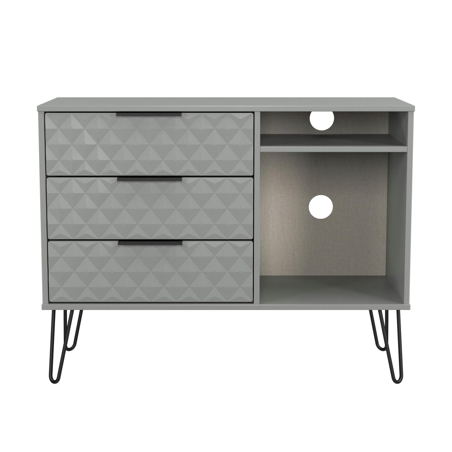 Harlequin TV Unit Grey 2 Shelves 3 Drawers 97cm