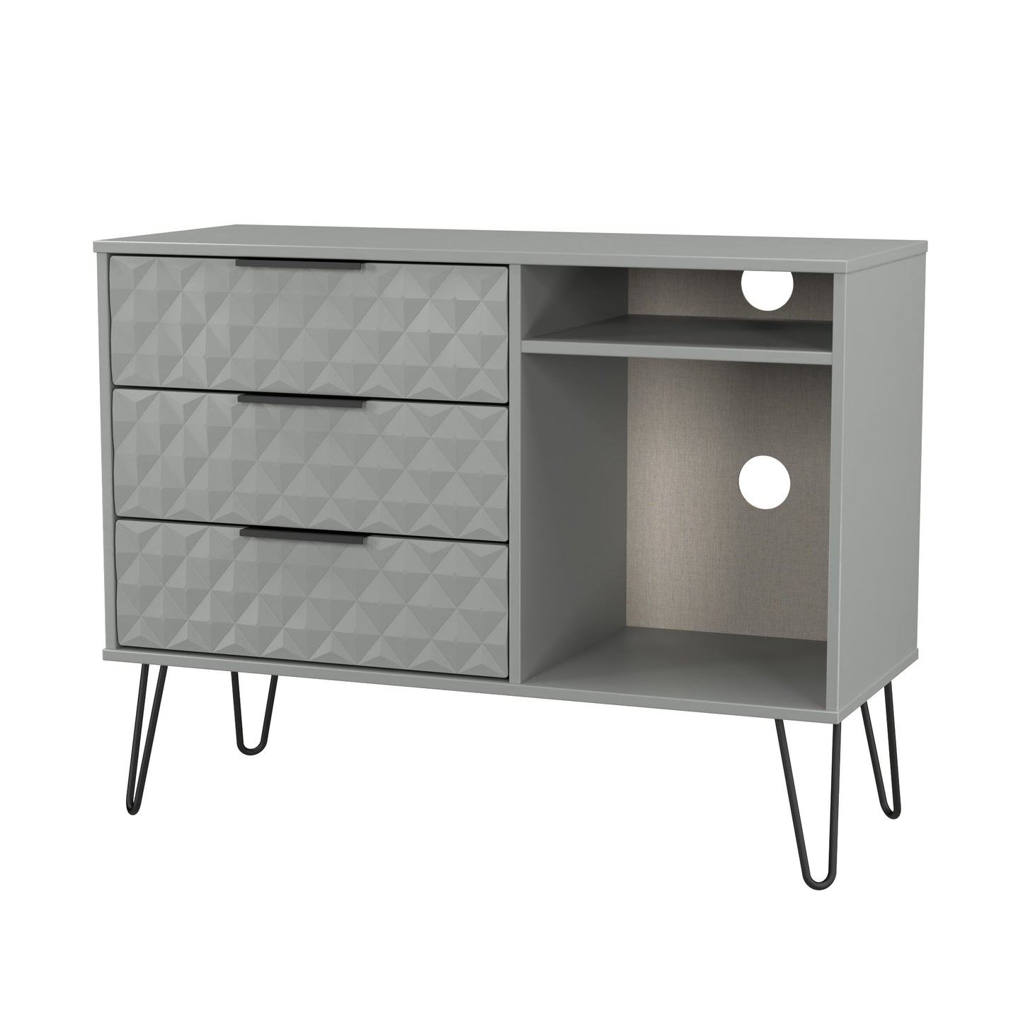 Harlequin TV Unit Grey 2 Shelves 3 Drawers 97cm