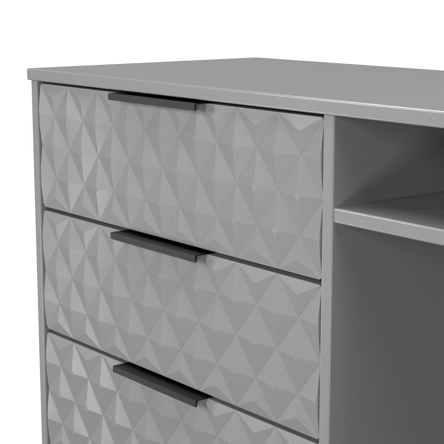 Harlequin TV Unit Grey 2 Shelves 3 Drawers 97cm