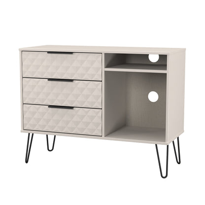 Harlequin TV Unit Off-White 2 Shelves 3 Drawers 97cm