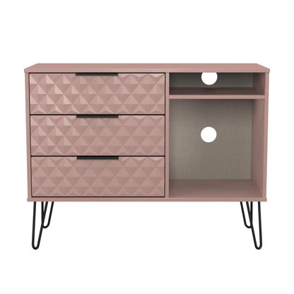 Harlequin TV Unit Pink 2 Shelves 3 Drawers 97cm