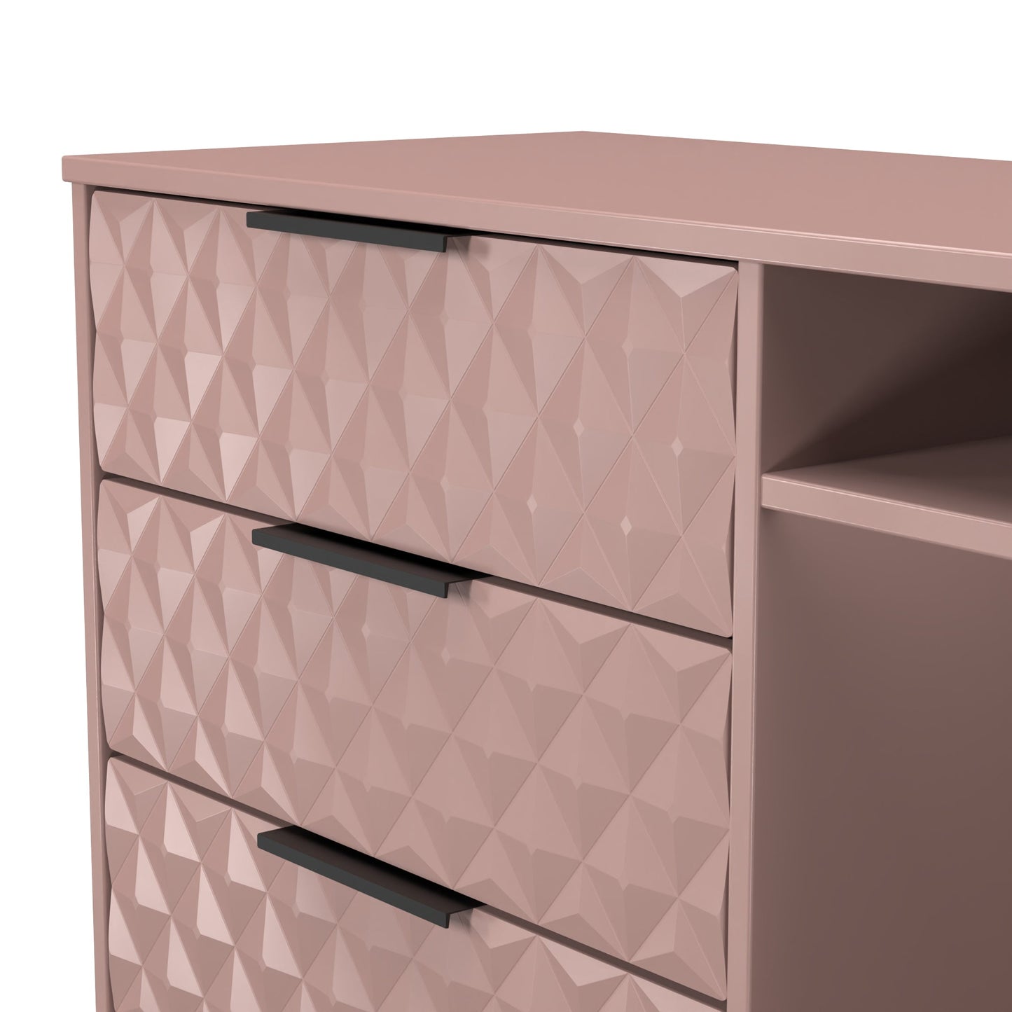 Harlequin TV Unit Pink 2 Shelves 3 Drawers 97cm