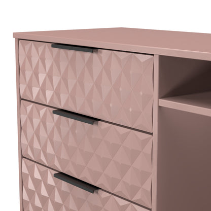 Harlequin TV Unit Pink 2 Shelves 3 Drawers 97cm