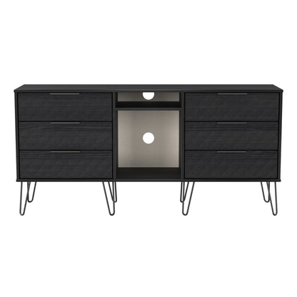Harlequin Large Sideboard Black 2 Shelves 6 Drawers 152cm