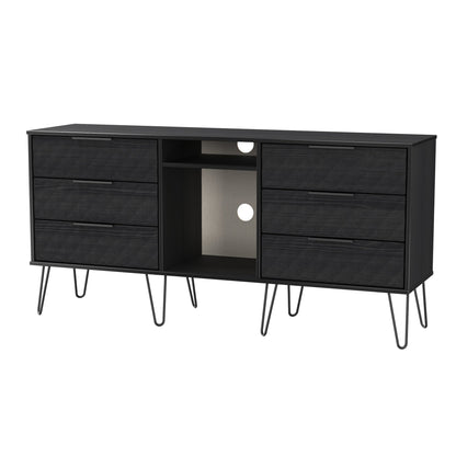 Harlequin Large Sideboard Black 2 Shelves 6 Drawers 152cm