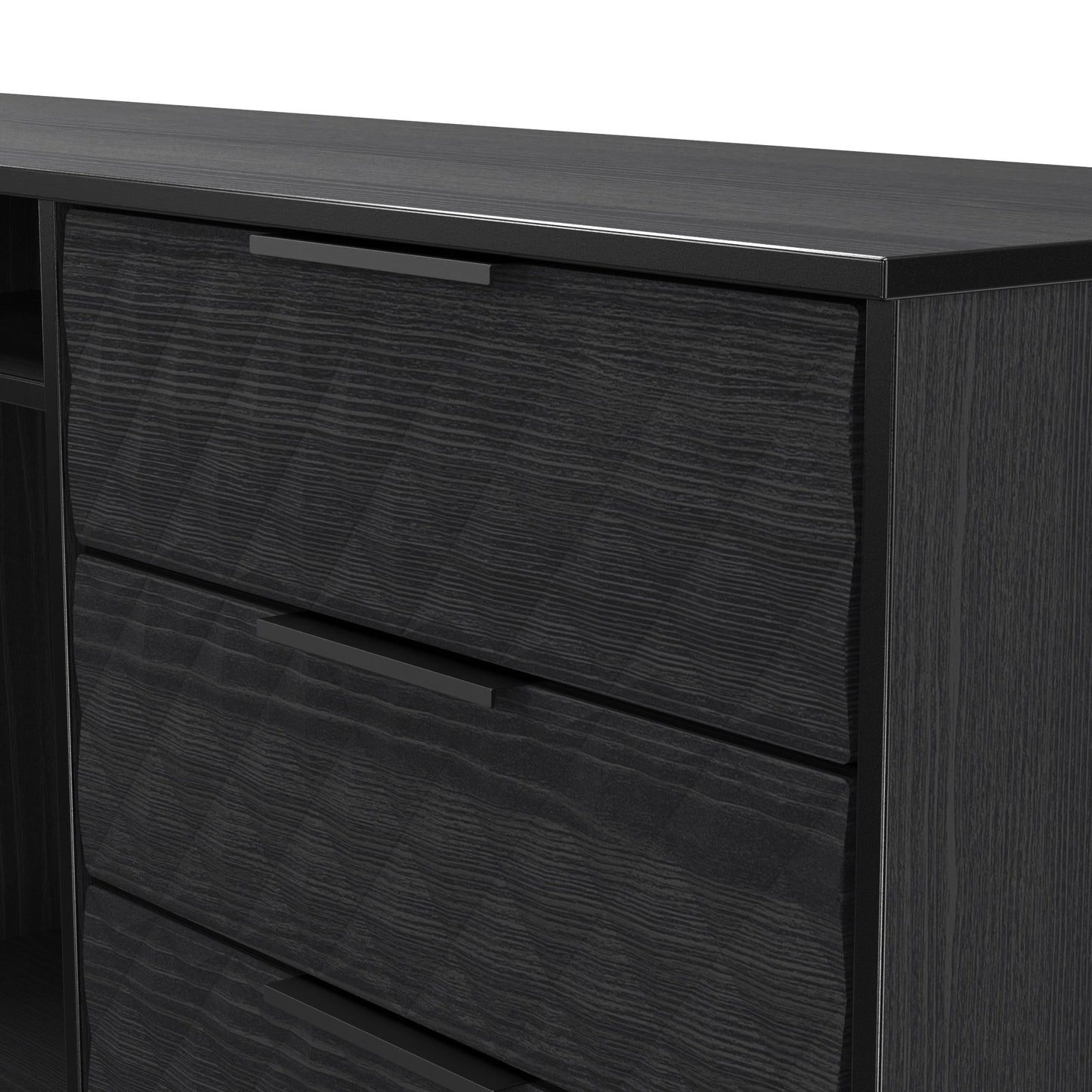 Harlequin Large Sideboard Black 2 Shelves 6 Drawers 152cm