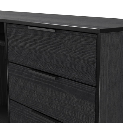 Harlequin Large Sideboard Black 2 Shelves 6 Drawers 152cm