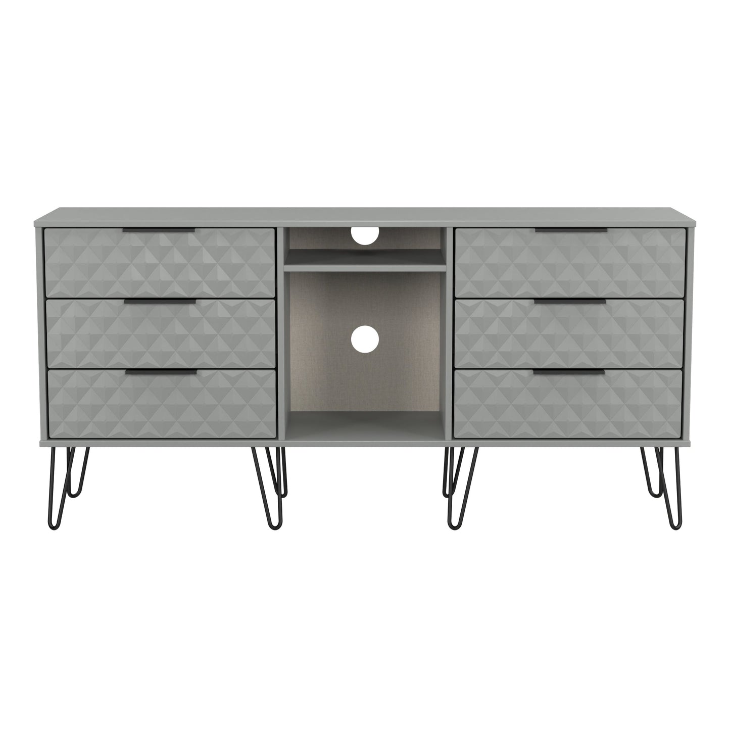 Harlequin Large Sideboard Grey 2 Shelves 6 Drawers 152cm
