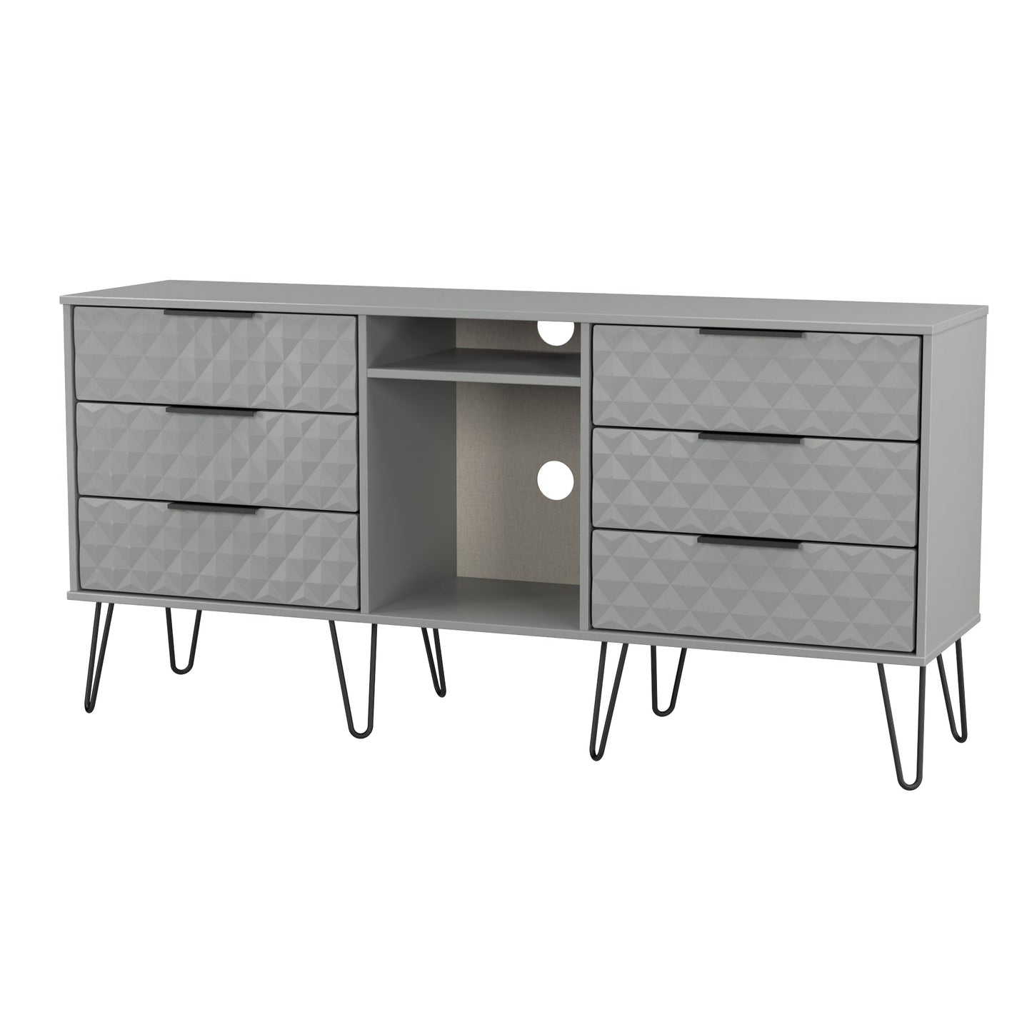 Harlequin Large Sideboard Grey 2 Shelves 6 Drawers 152cm