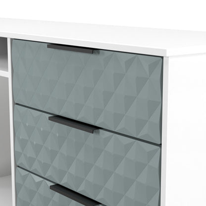 Harlequin Large Sideboard Teal & White 2 Shelves 6 Drawers 152cm