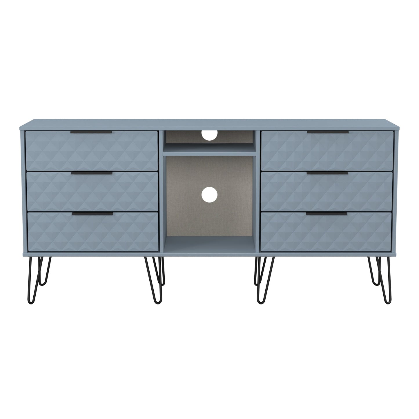 Harlequin Large Sideboard Light Blue 2 Shelves 6 Drawers 152cm