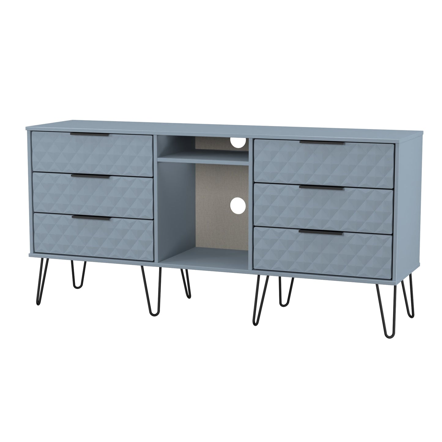 Harlequin Large Sideboard Light Blue 2 Shelves 6 Drawers 152cm
