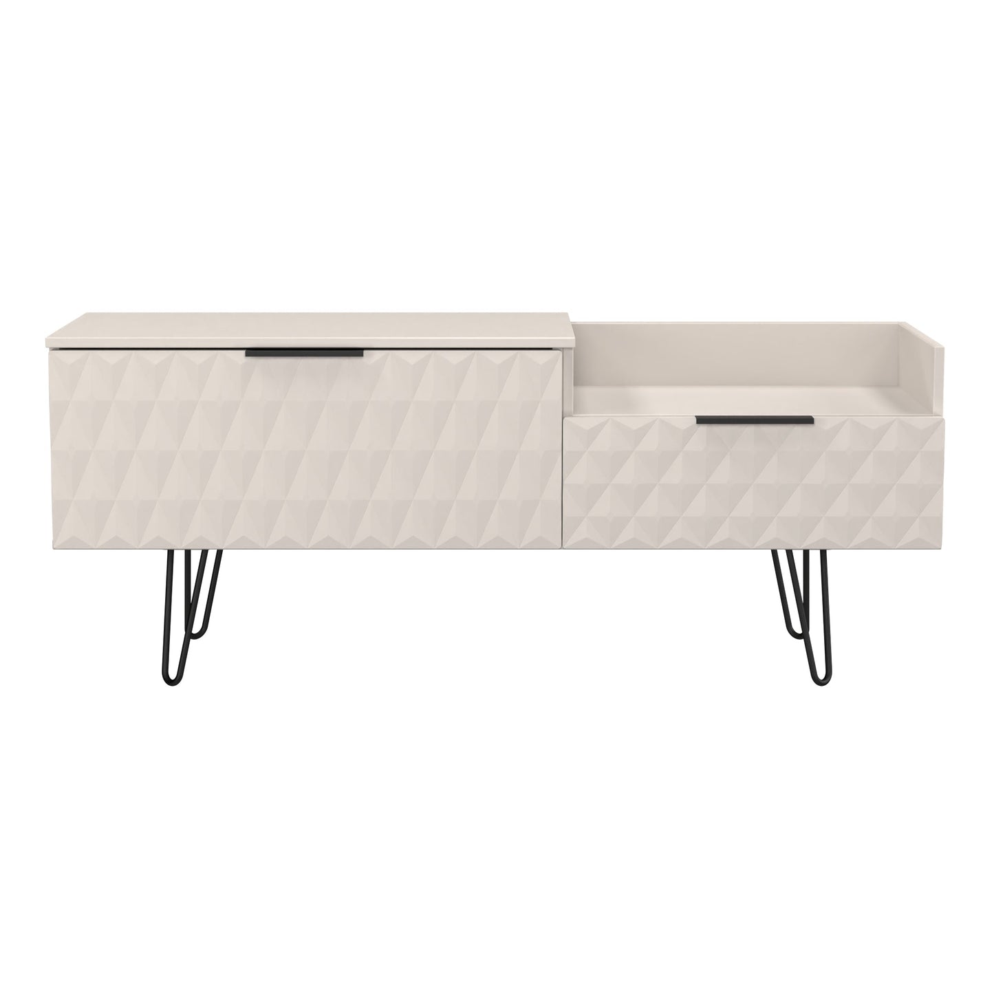 Harlequin TV Unit Off-White 1 Shelf 2 Drawers 128cm