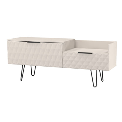 Harlequin TV Unit Off-White 1 Shelf 2 Drawers 128cm