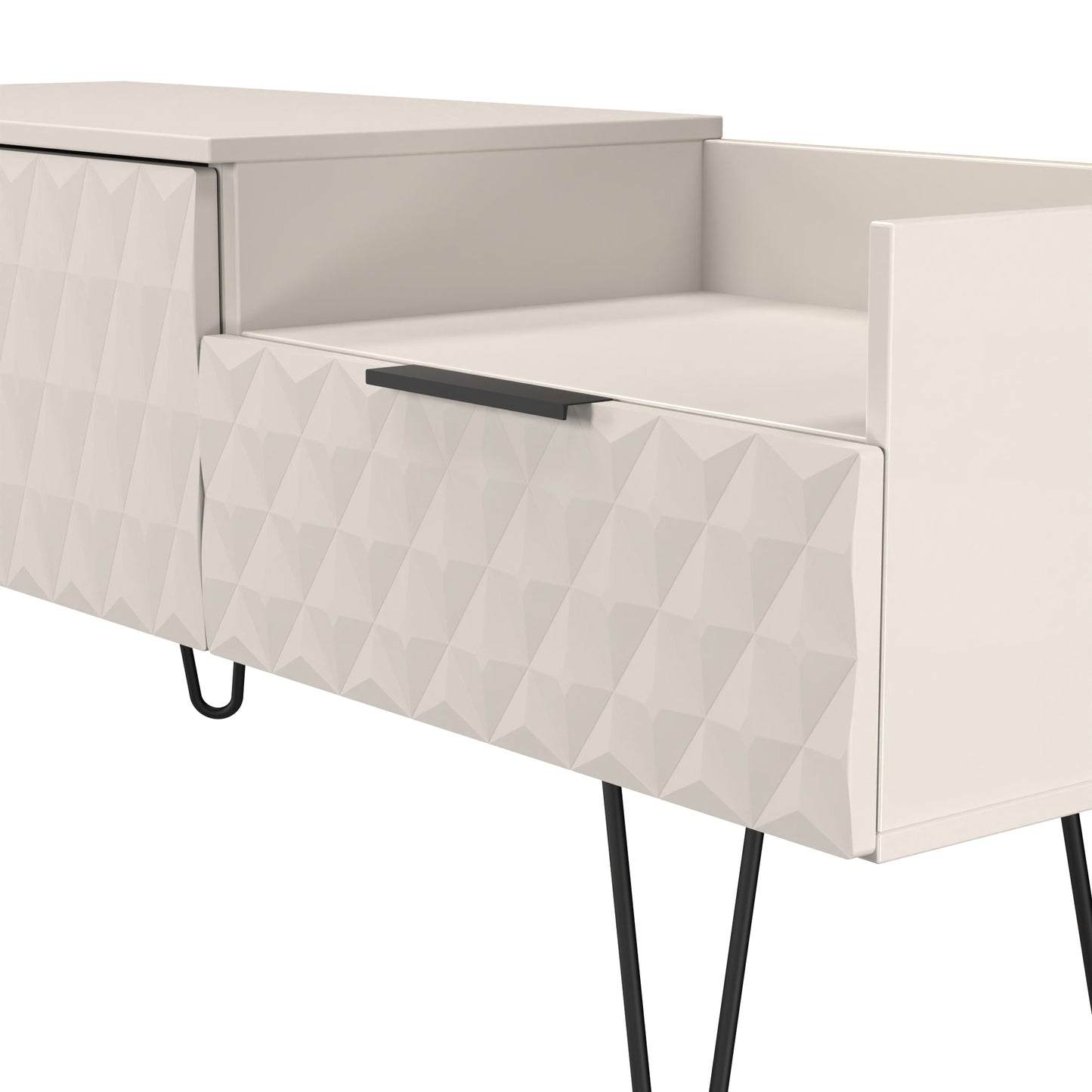 Harlequin TV Unit Off-White 1 Shelf 2 Drawers 128cm