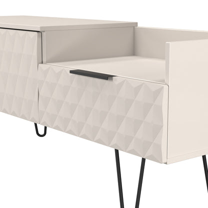 Harlequin TV Unit Off-White 1 Shelf 2 Drawers 128cm
