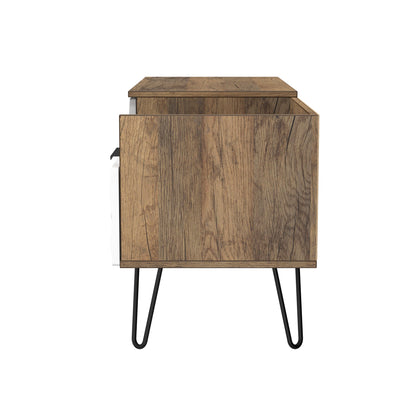 Harlequin TV Unit White & Oak 1 Shelf 2 Drawers 128cm