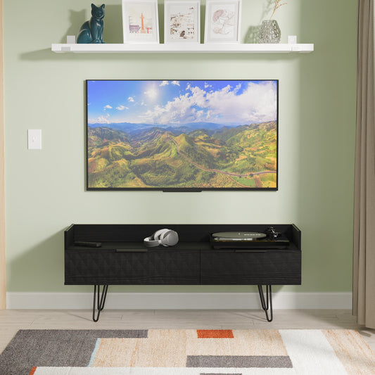 Harlequin TV Unit Black 2 Drawers 128cm
