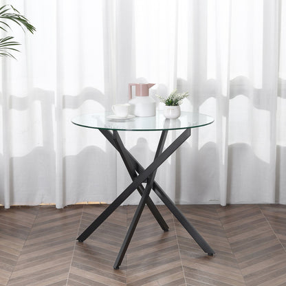 Side Table with Clear Tempered Glass Top