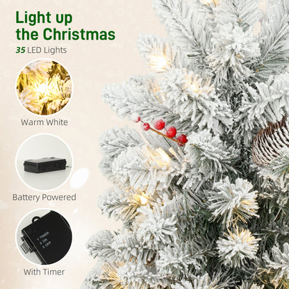2ft Prelit Christmas Tree Artificial - White Frosted Green Ornament Warm White 72 Tips