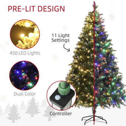 7ft Prelit Christmas Tree Artificial - White Frosted Green with LED Lights Multicoloured 1466 Tips