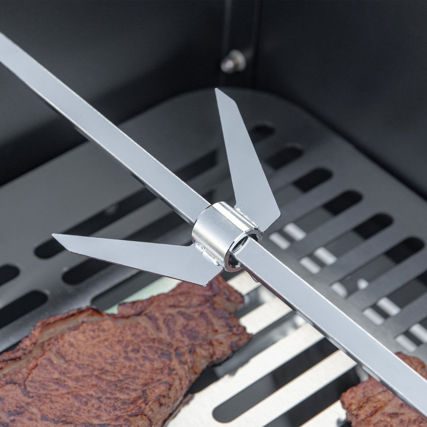 BBQ Rotisserie Grill Roaster Charcoal Spit Roasting Machine for Chicken Turkey with 3-Level Grill Grate and Foldable Side Shelves
