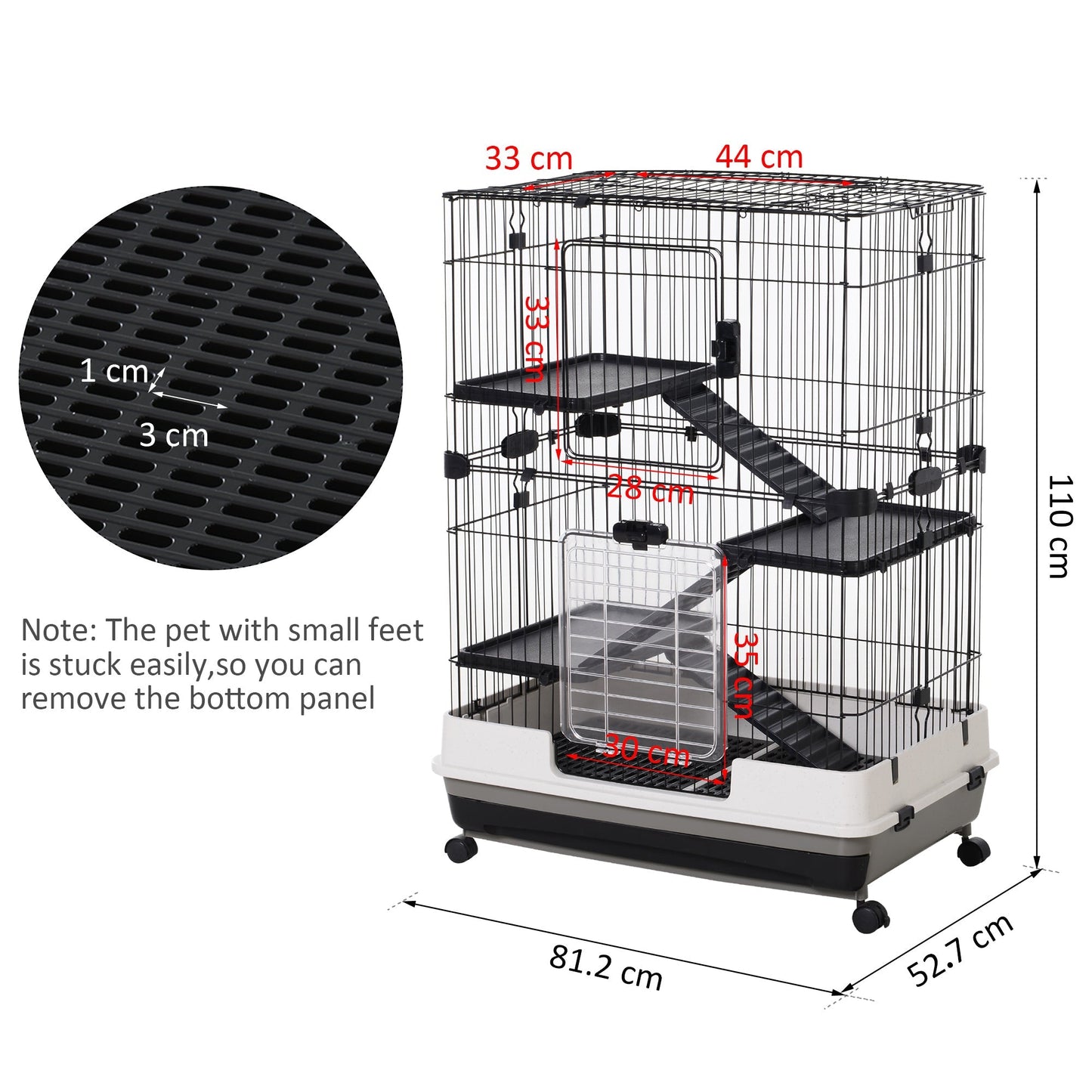 4 Tier Small Animal Cage Black & White by Pawhut