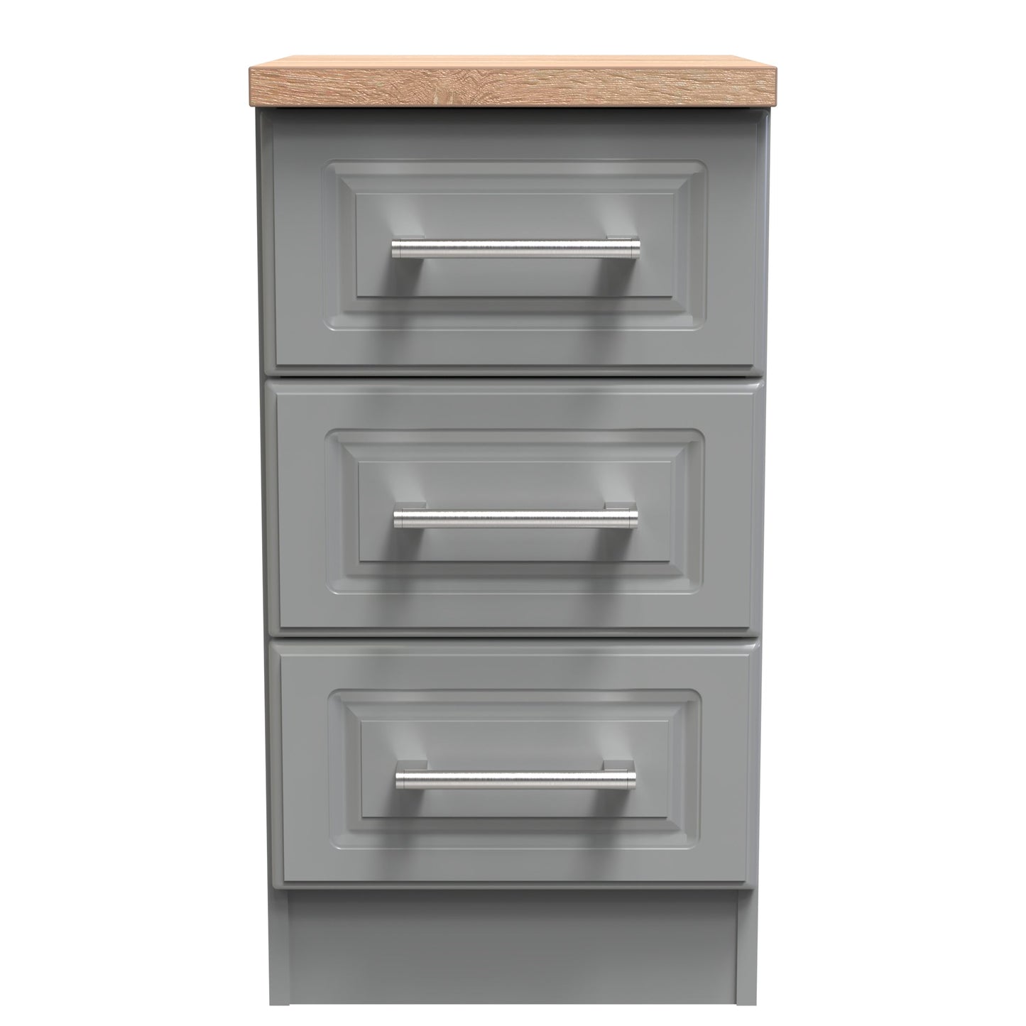 Kent Bedside Table Grey & Oak 3 Drawers 70cm