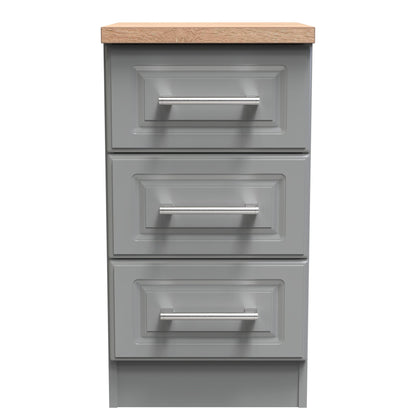 Kent Bedside Table Grey & Oak 3 Drawers 70cm